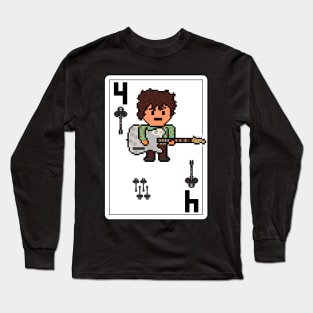 Pixelrockstars Four of Clubs Playing Card Long Sleeve T-Shirt